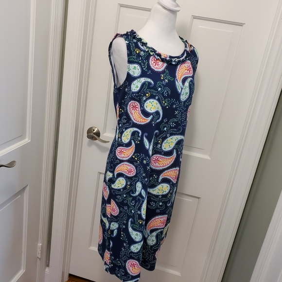 TALBOTS Pleat-Neck Shift 100% Cotton Dress Size Medium, Preppy, Paisley Print - Picture 6 of 11